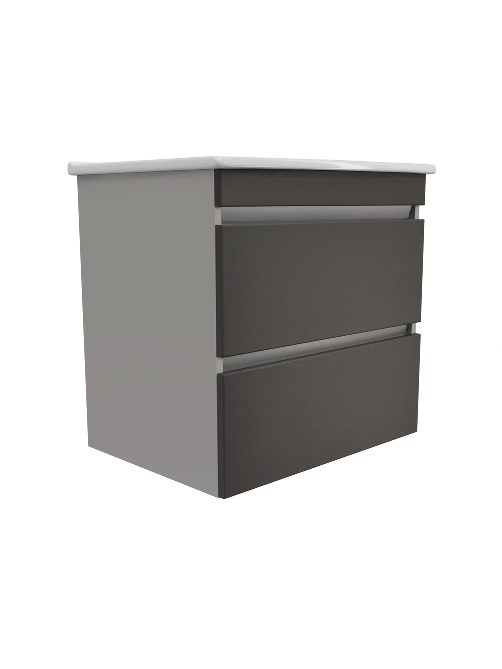 Тумба подвесная Runo Манхэттен 65 с раковиной Оскар 65, серая/темно-серая