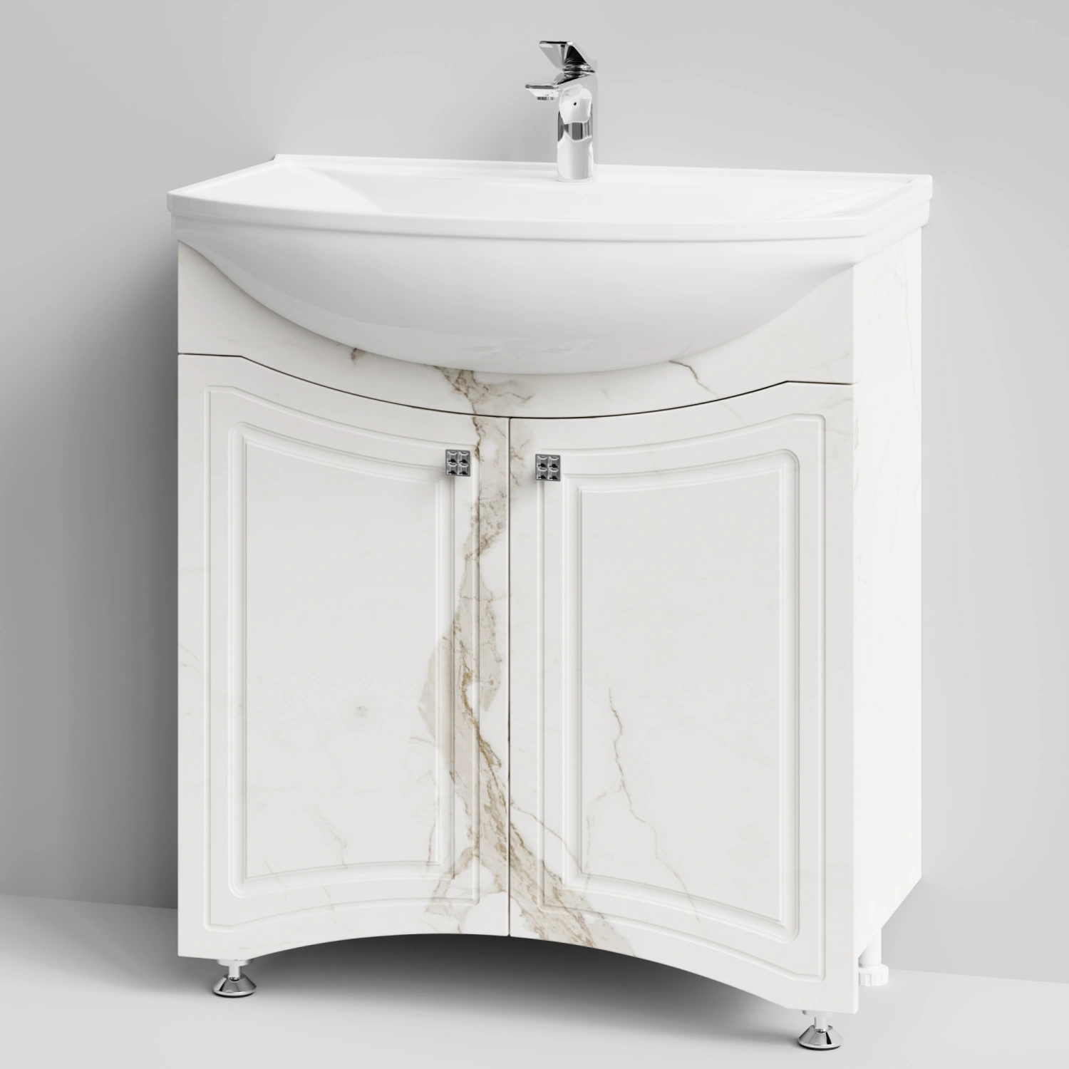 Тумба с раковиной Адам 75 напольная, Мрамор Белый натур милк