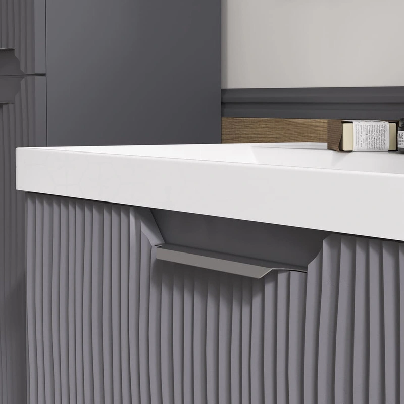 Тумба EQUIL Mirage с раковиной Prime 100 подвесная, 1 ящик, графит софт