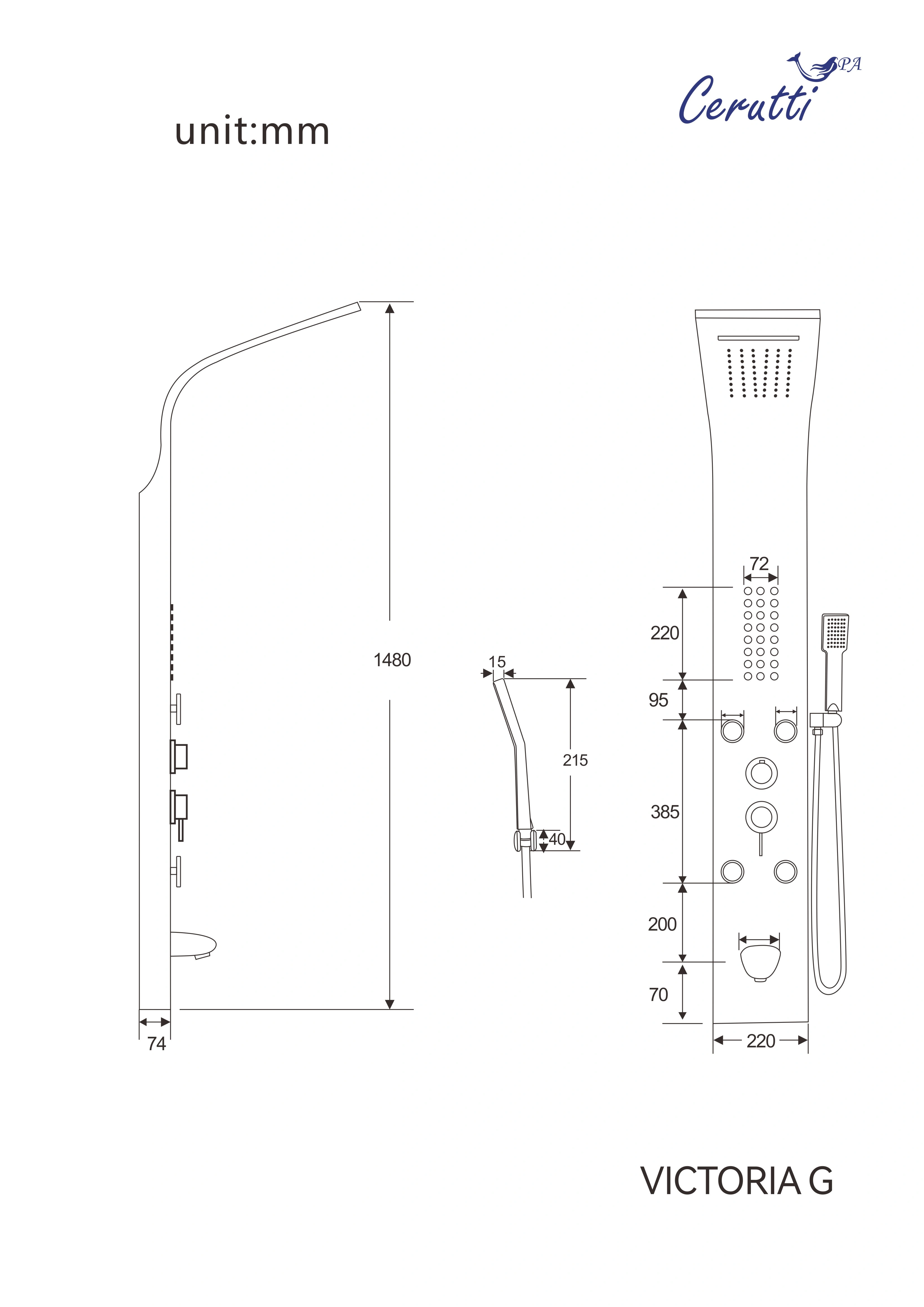 Душевая панель Ceruttispa VICTORIA G CT9978 золото