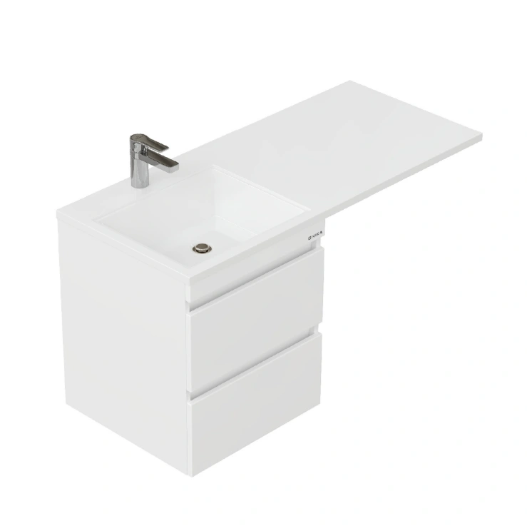 Тумба подвесная Onika Флэтон 38 с раковиной Марсал 100 под стиральную машину, L, белая