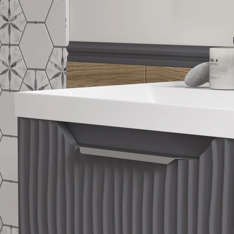 Тумба с раковиной EQUIL Prime 60 подвесная, 1 ящик, графит софт