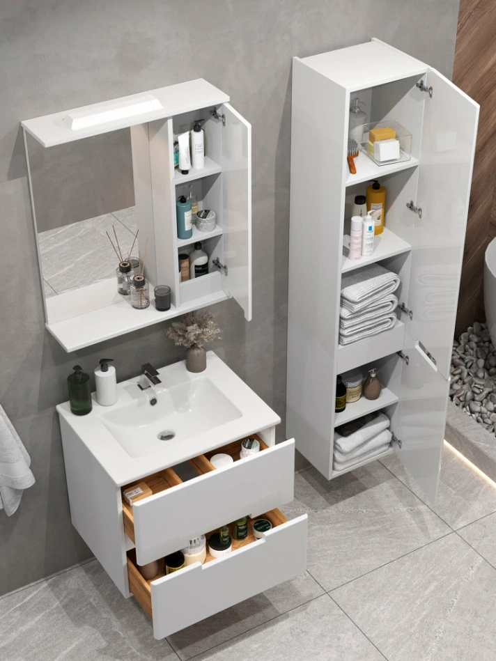 Тумба подвесная SanStar Ориана 60 с раковиной Como 60, белая