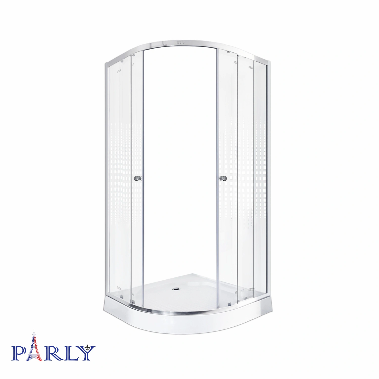 Душевой уголок Parly Z9111N  четверть круга, с низким поддоном, прозрачное стекло, хром