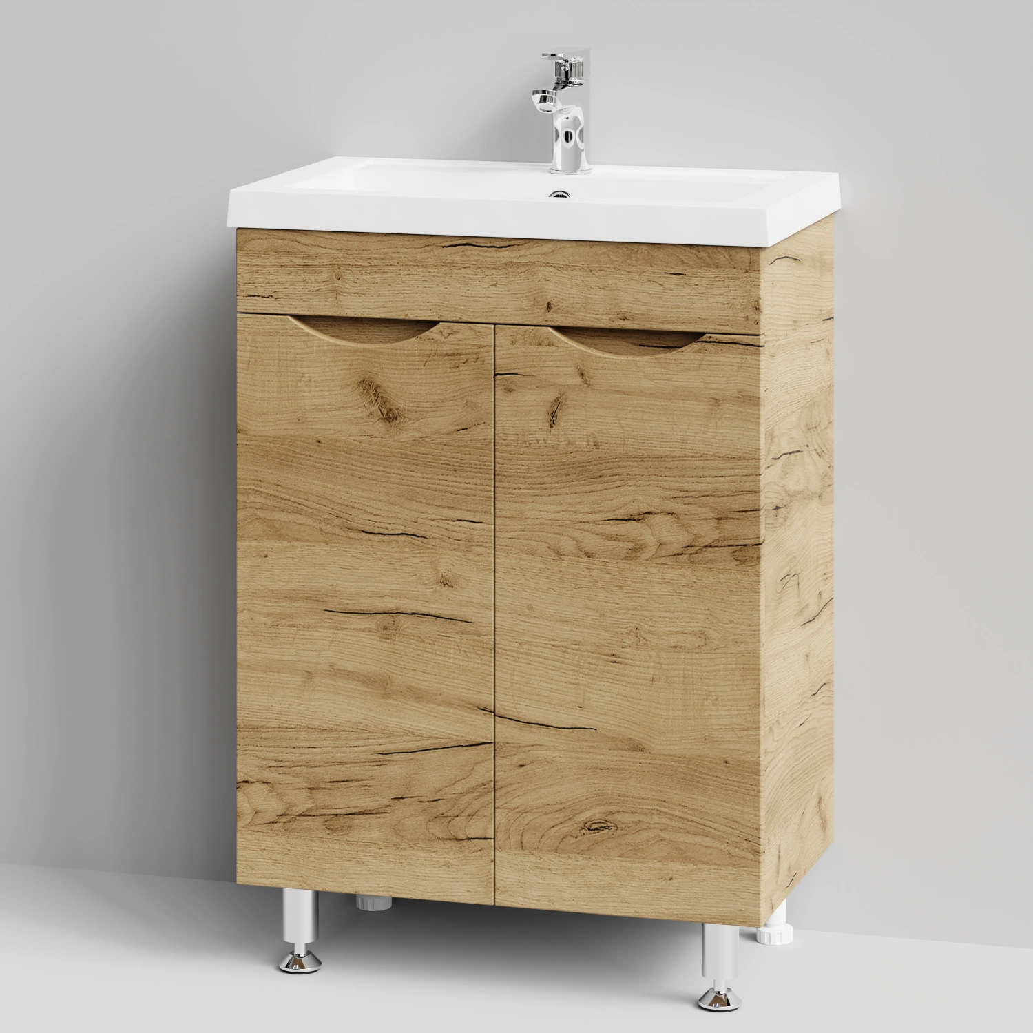 Тумба с раковиной Vod-ok Смайл 58 напольная, Дуб Тортуга