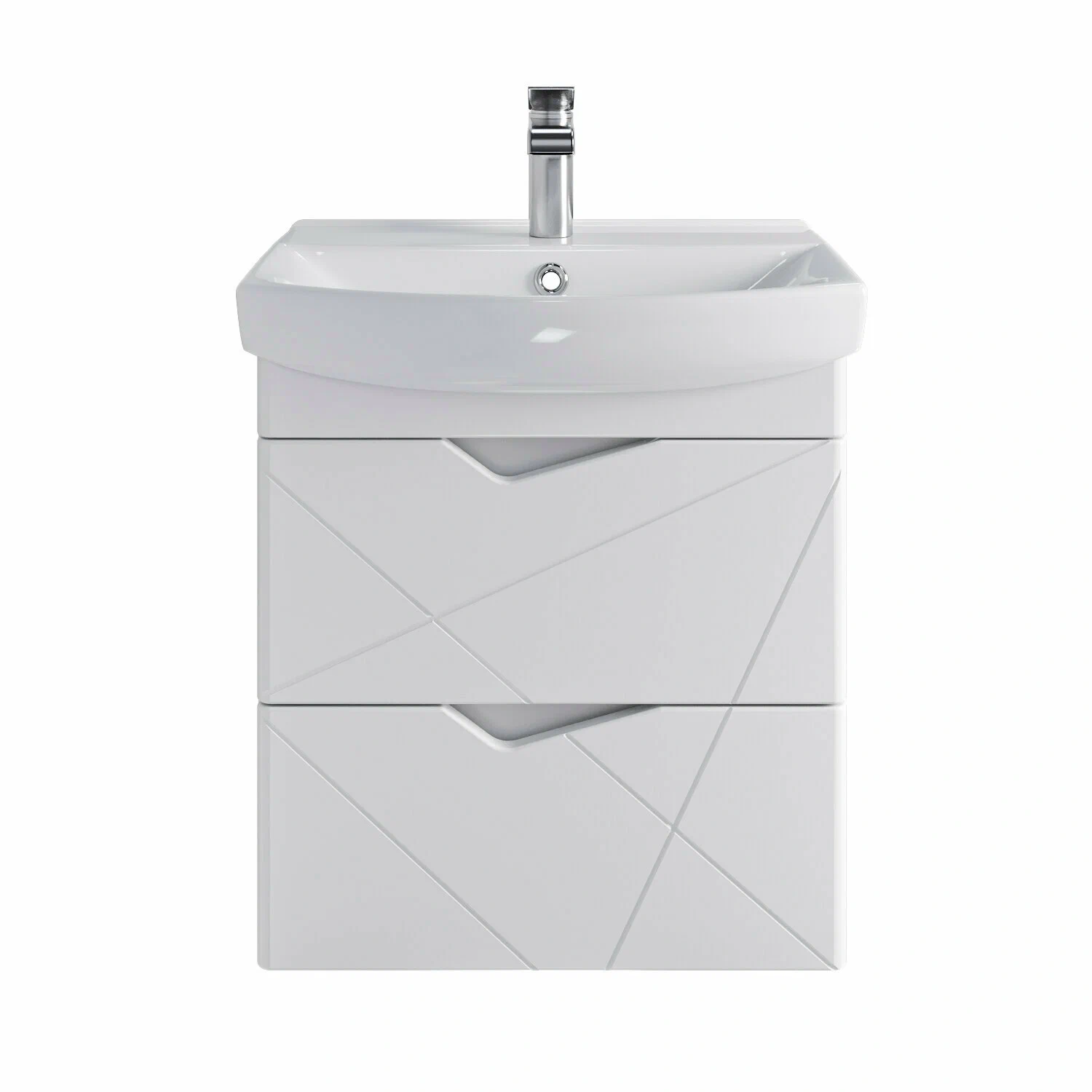 Тумба подвесная SanStar Линни 55 с раковиной Клермонт 55, белая