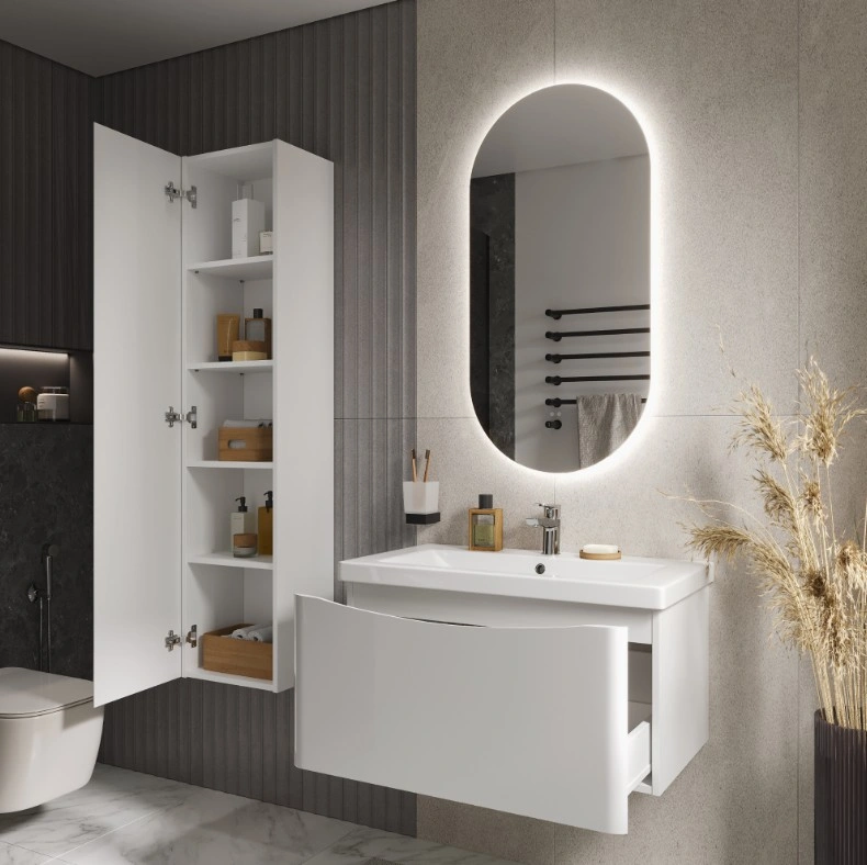 Тумба подвесная Vigo Glem 800-0-1 с раковиной Como 80, 1 ящик, белый