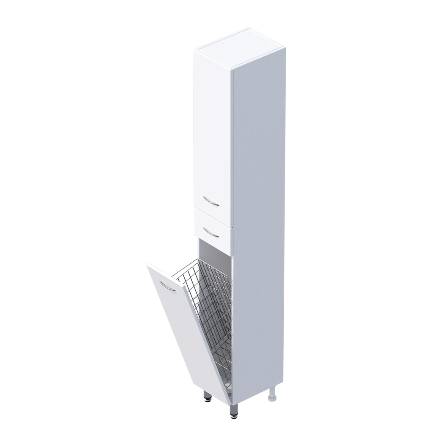 Пенал Onika Модерн 26 напольный, белый, с бельевой корзиной, левый