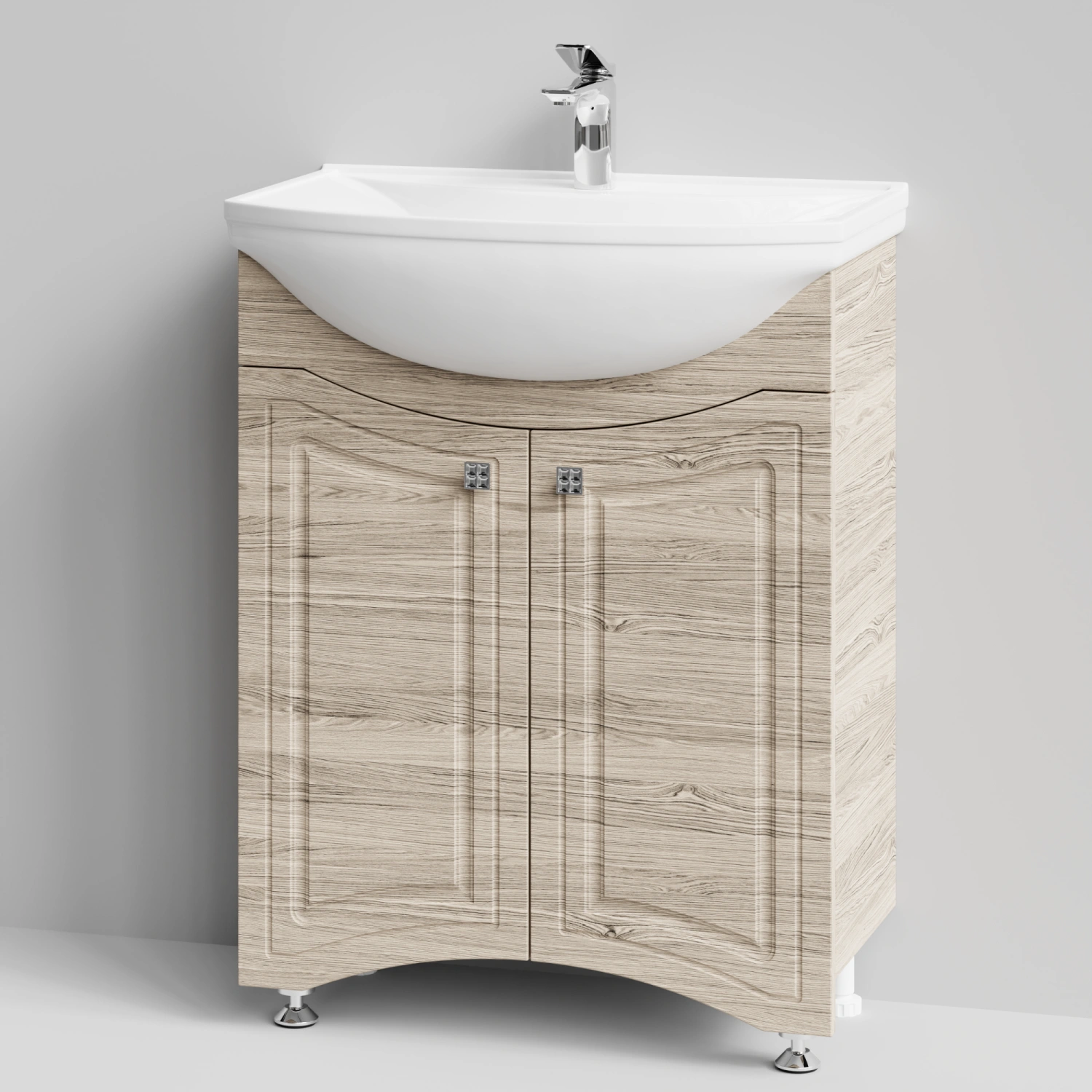 Тумба с раковиной Адам 65 напольная, Дубослив ореховый светлый