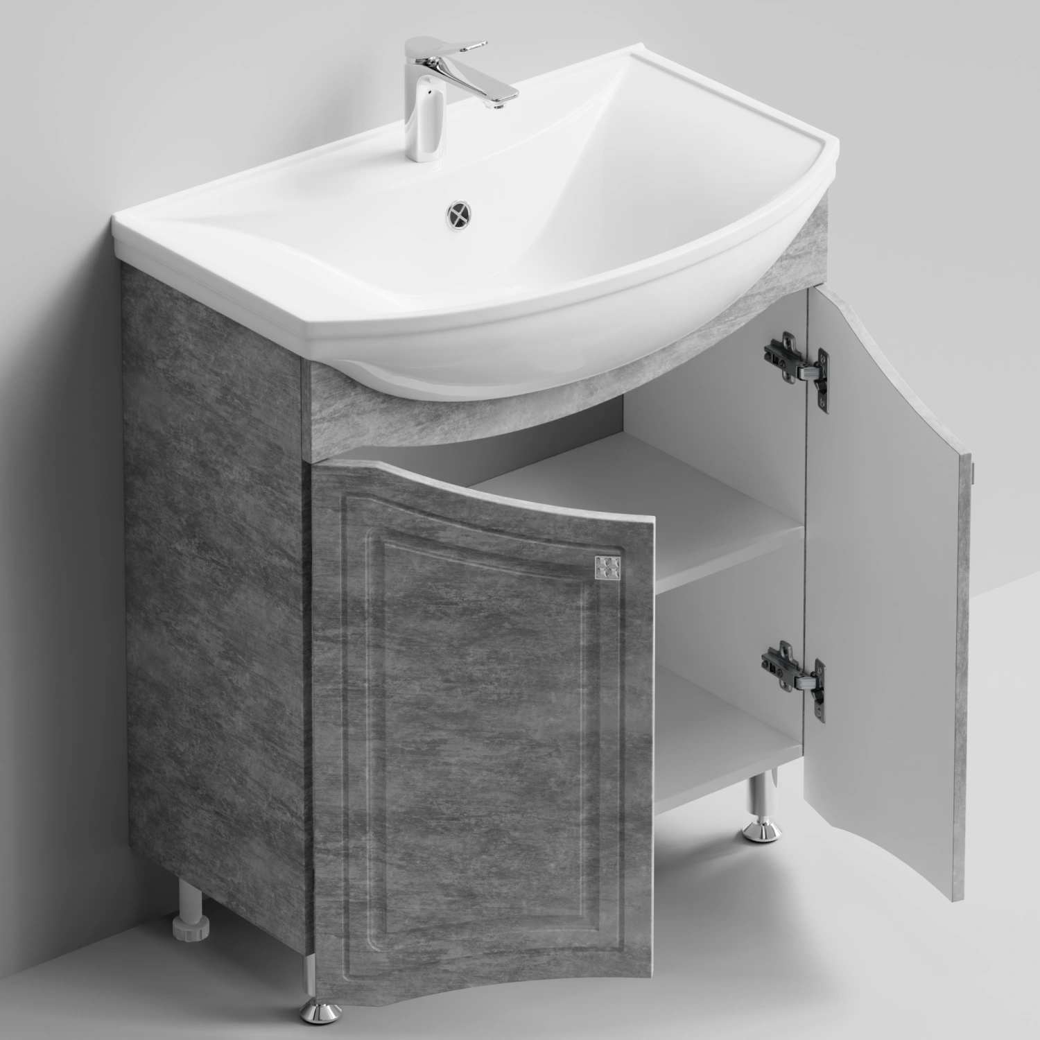 Тумба с раковиной Адам 75 напольная, Горный камень