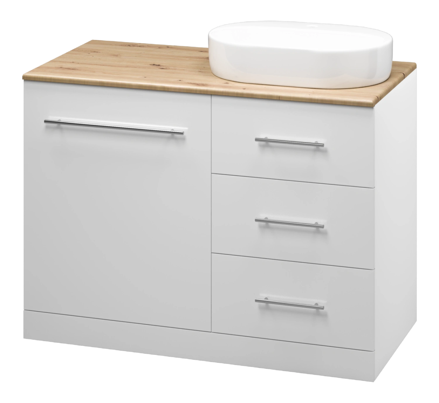 Тумба с раковиной Misty Респект 120 под стиральную машину R, белый