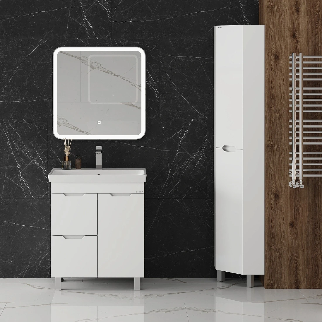 Пенал Onika Айленд 30 L/R угловой, напольный, белый