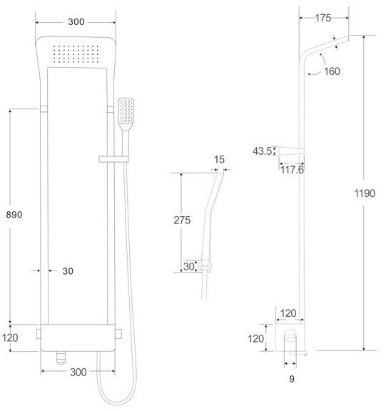 Душевая панель Ceruttispa MAIELLA B CT8985 из нержавеющей стали, цвет черный