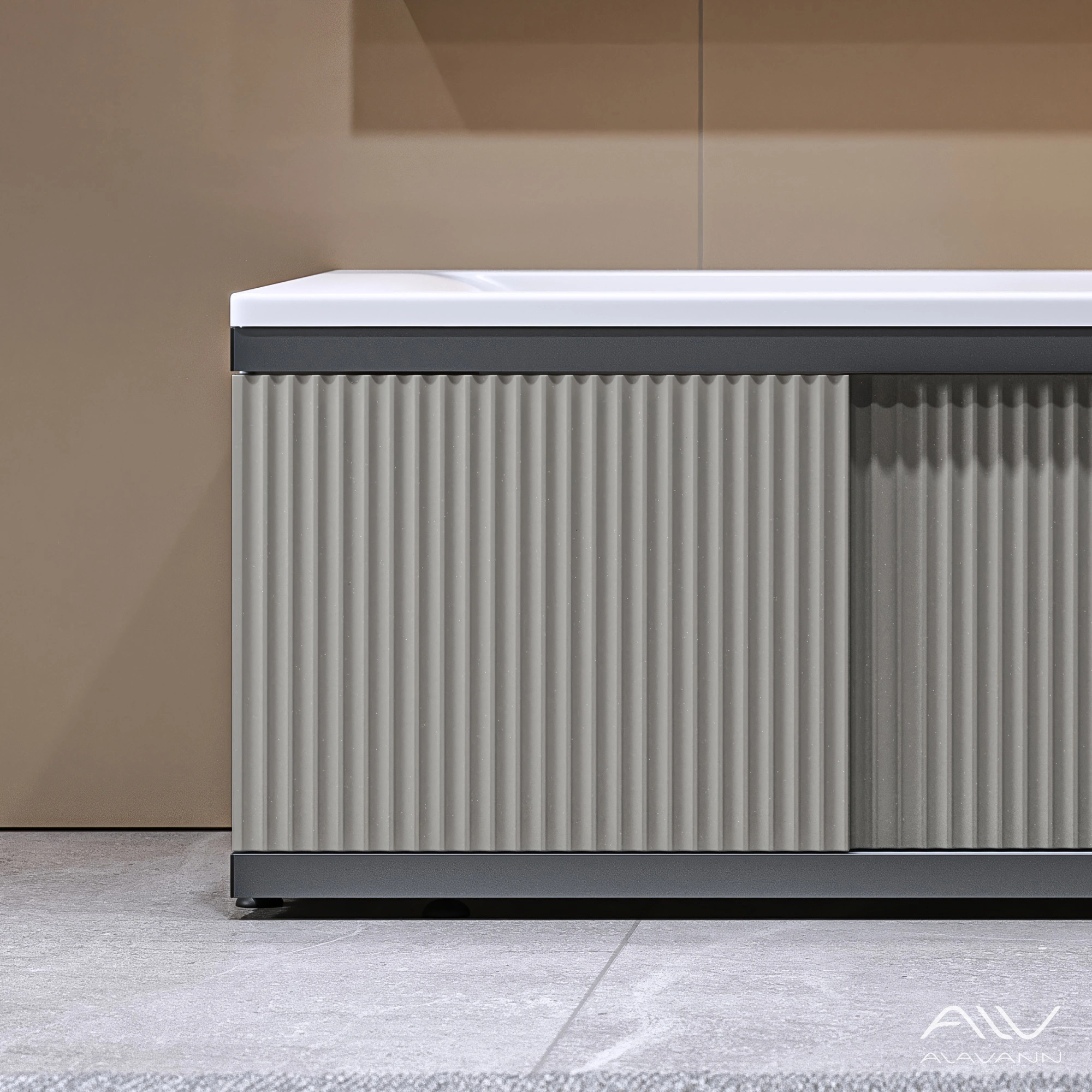 Экран под ванну Alavann Альт Блэк 170 серый с фрезеровкой, из МДФ, раздвижной