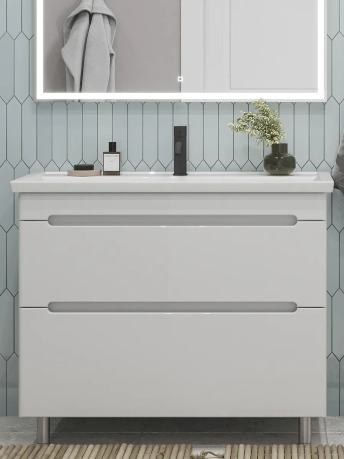 Тумба напольная SanStar Адель 100 с раковиной Фостер 100 белая