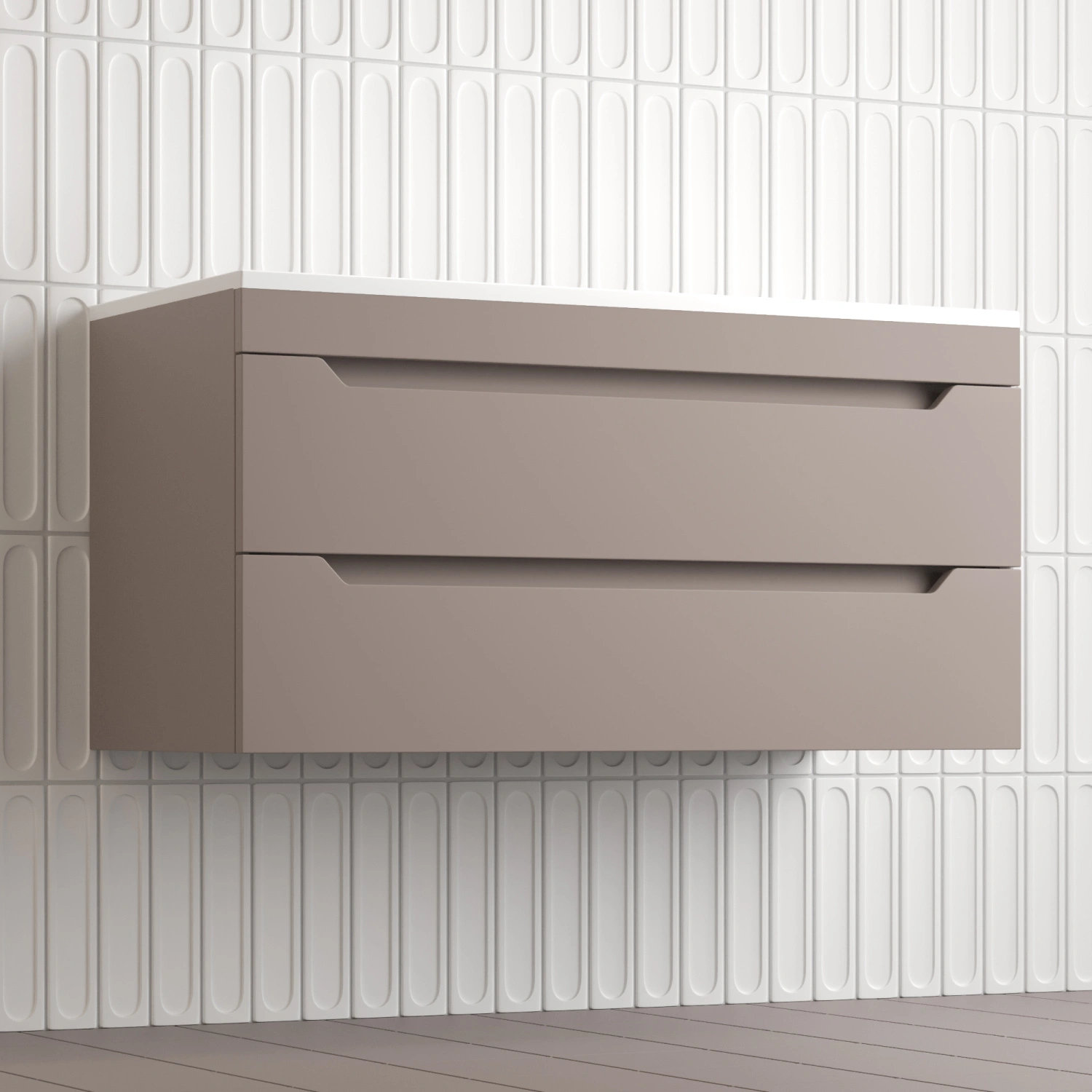 Тумба подвесная Style Line Остин 100 с раковиной Фортуна 100 серый шелк, тауп темный