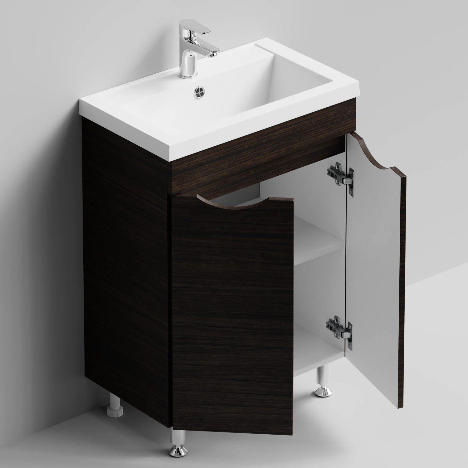 Тумба с раковиной Vod-ok Смайл 58 напольная, Палисандр