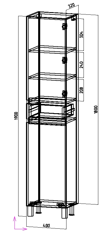 Пенал Emmy Морган 40 R с бельевой корзиной, напольный, белый
