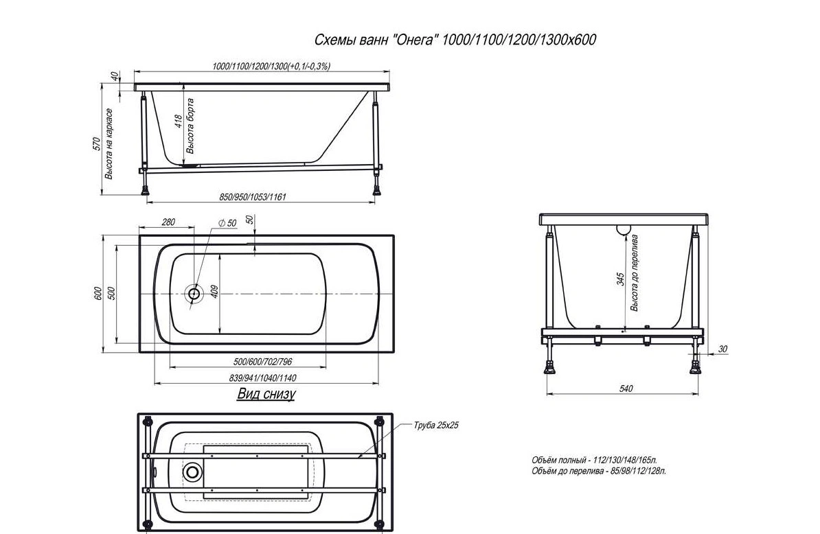 Ванна акриловая Alex Baitler Onega 120х60