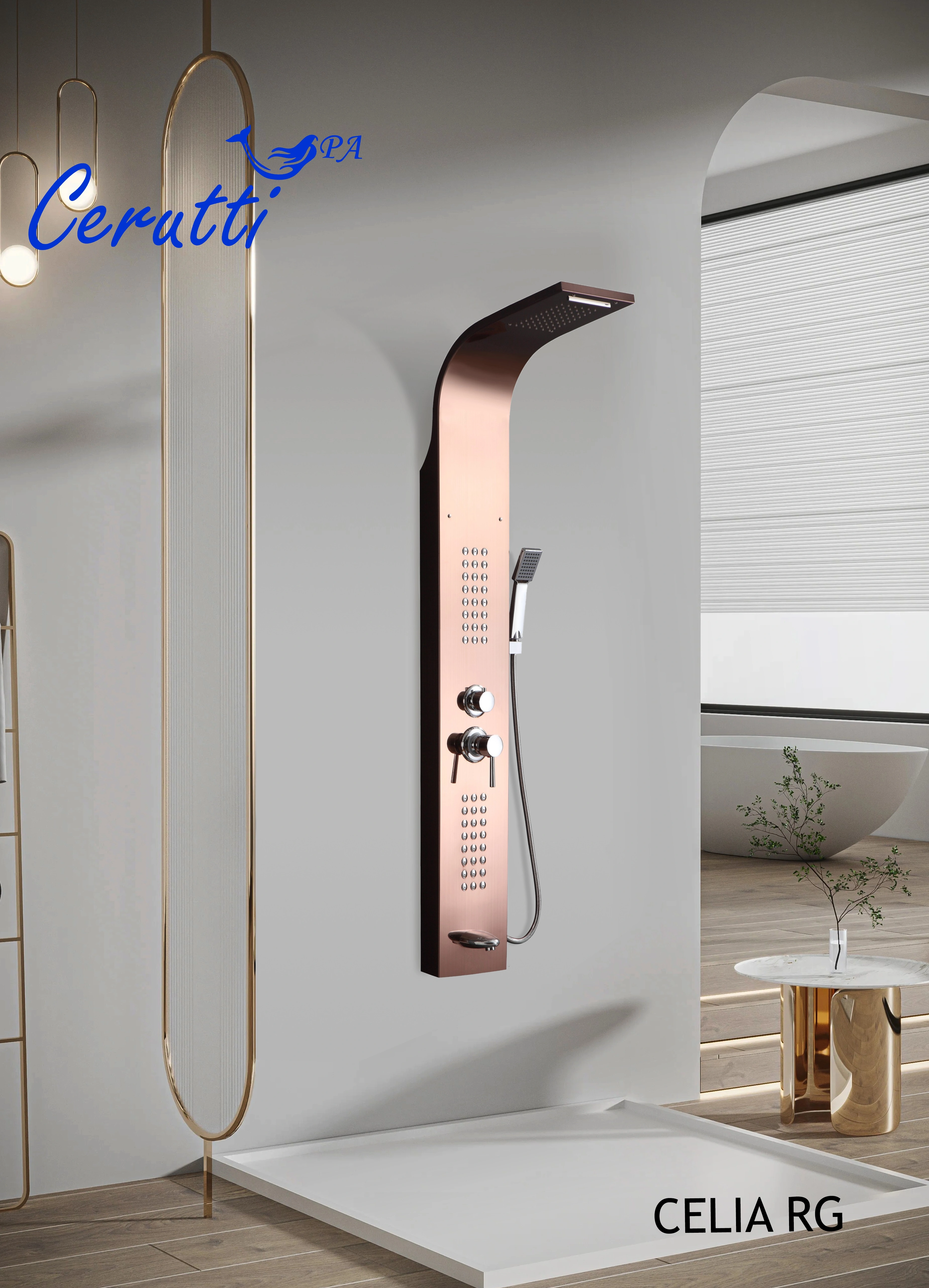 Душевая панель Ceruttispa CELIA RG CT10406 розовое золото