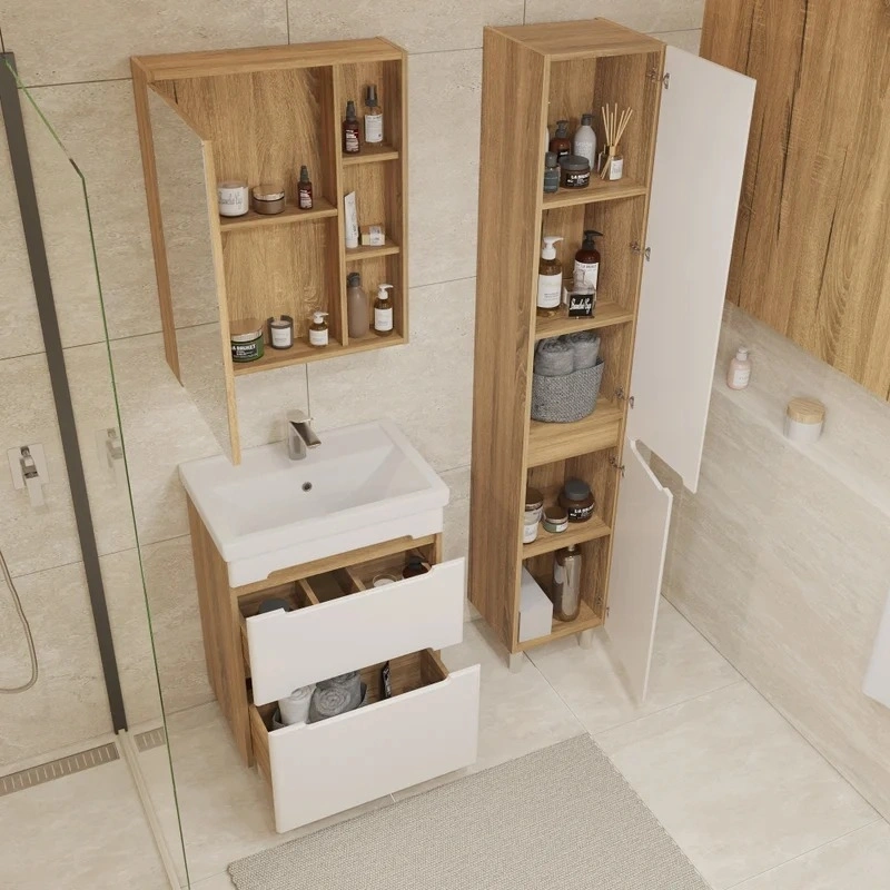 Тумба напольная SanStar Diva 60 с раковиной Фест 60 белый, дуб вотан