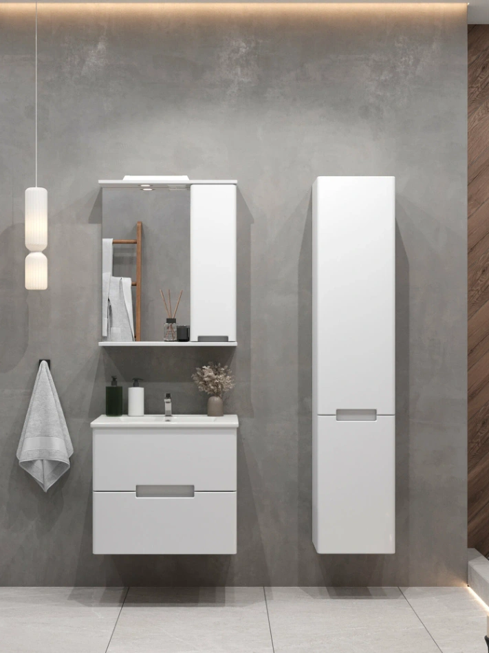 Тумба подвесная SanStar Ориана 60 с раковиной Como 60, белая