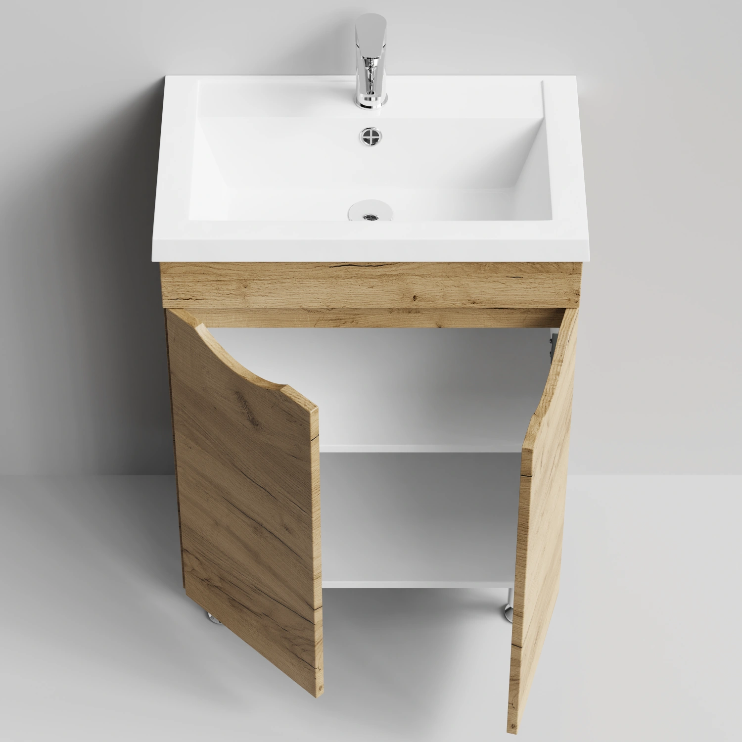 Тумба с раковиной Vod-ok Смайл 58 напольная, Дуб Тортуга