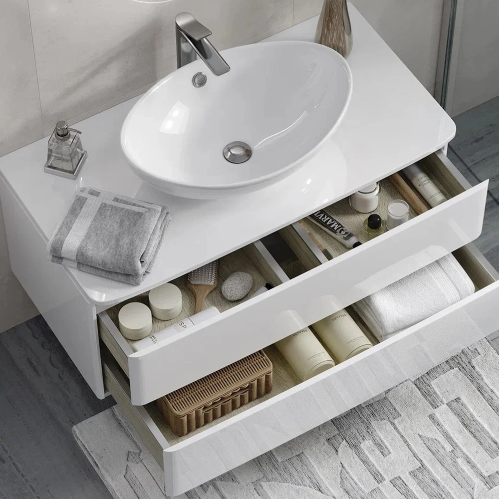 Тумба с раковиной подвесная Velvex Luna tp.LUN.100.2Y, 100 см