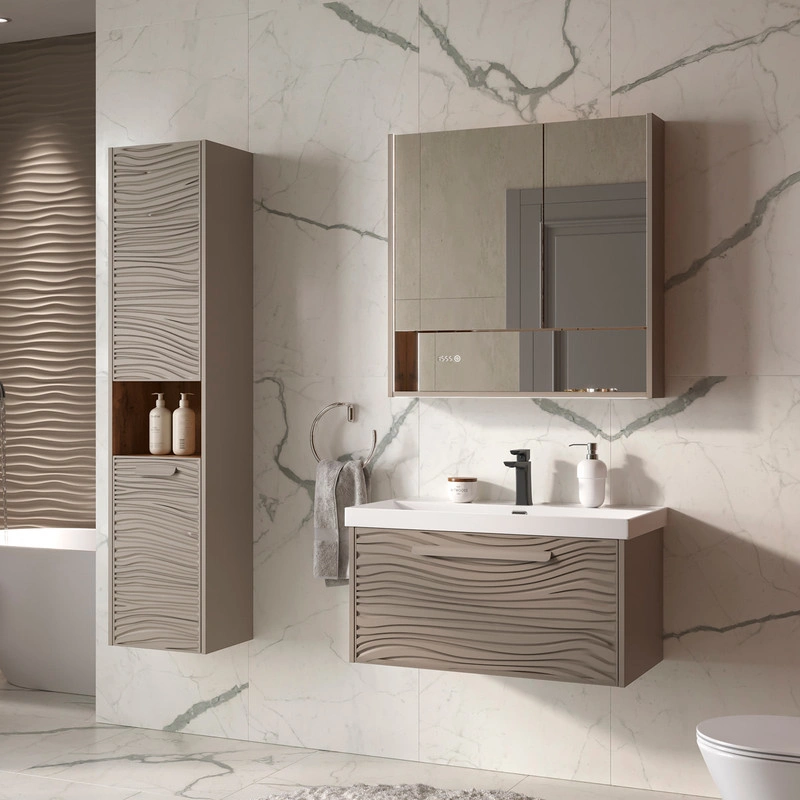 Тумба с раковиной EQUIL Gleam 80 подвесная, 1 ящик, амарок/дуб вотан