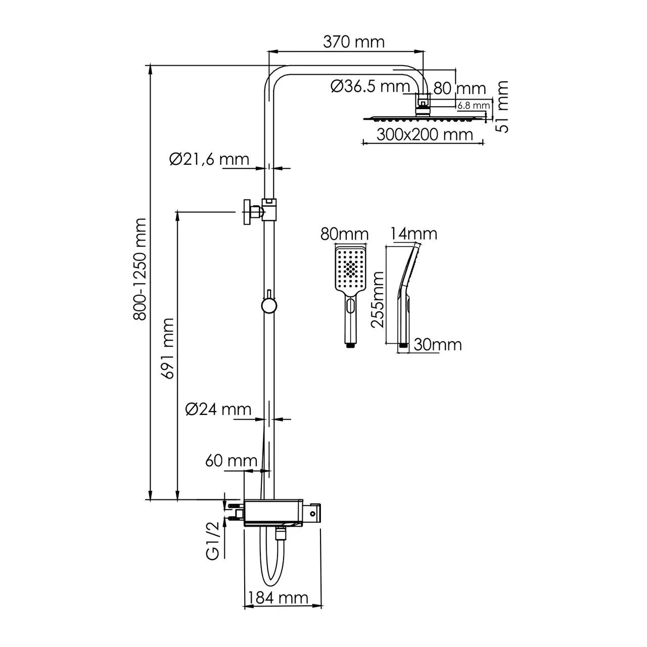 Душевая стойка WasserKraft A113.069.126.CH Thermo хром