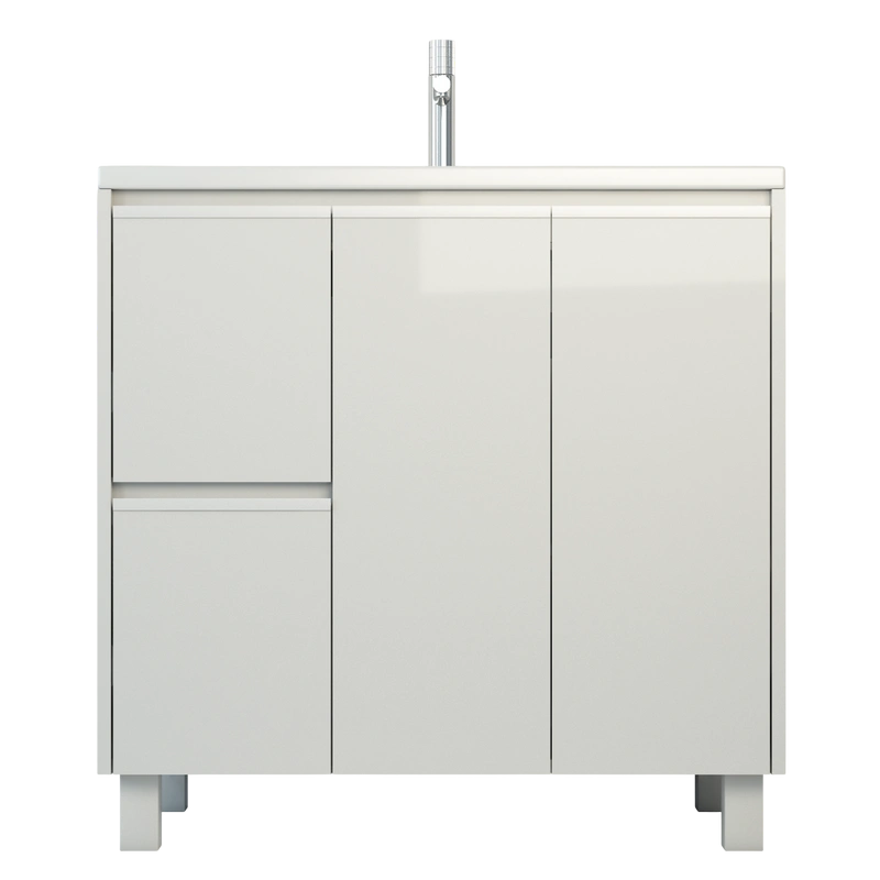 Тумба с раковиной Emmy Вега 90 напольная, 2 ящика, 2 двери, белый