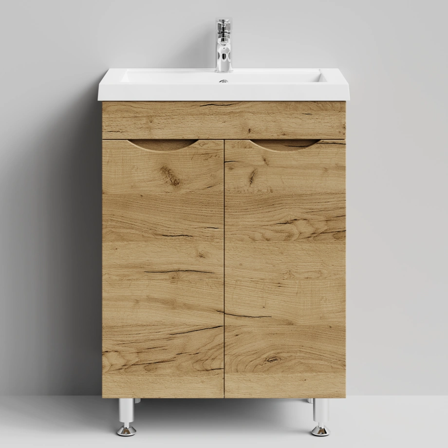 Тумба с раковиной Vod-ok Смайл 58 напольная, Дуб Тортуга