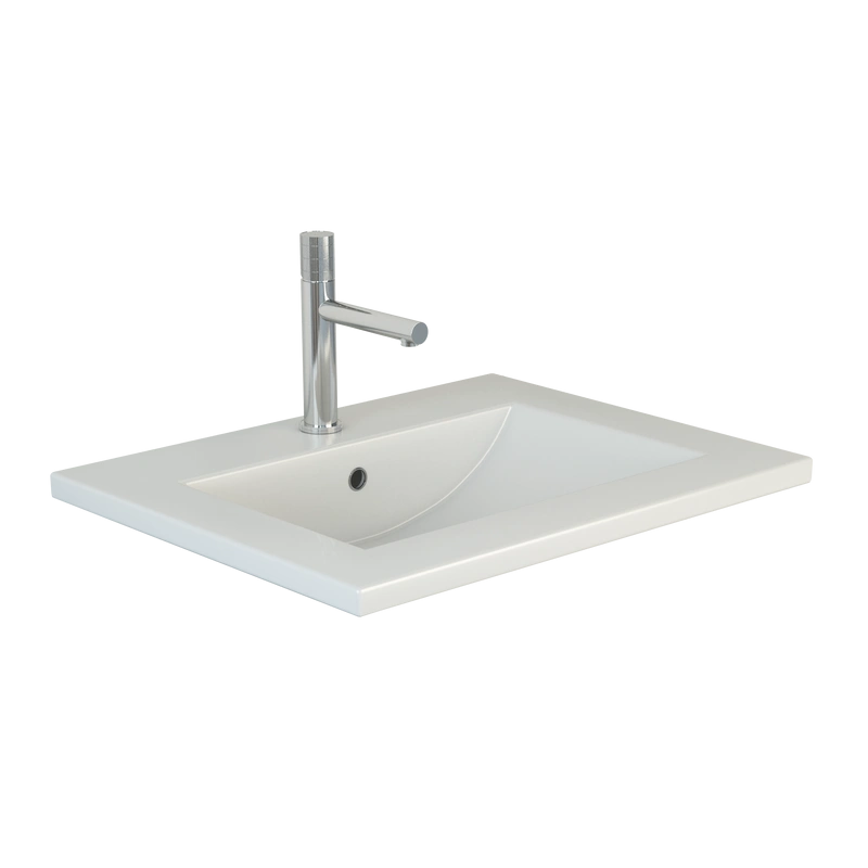 Тумба с раковиной Emmy Вега 50 напольная, 2 ящика, белый