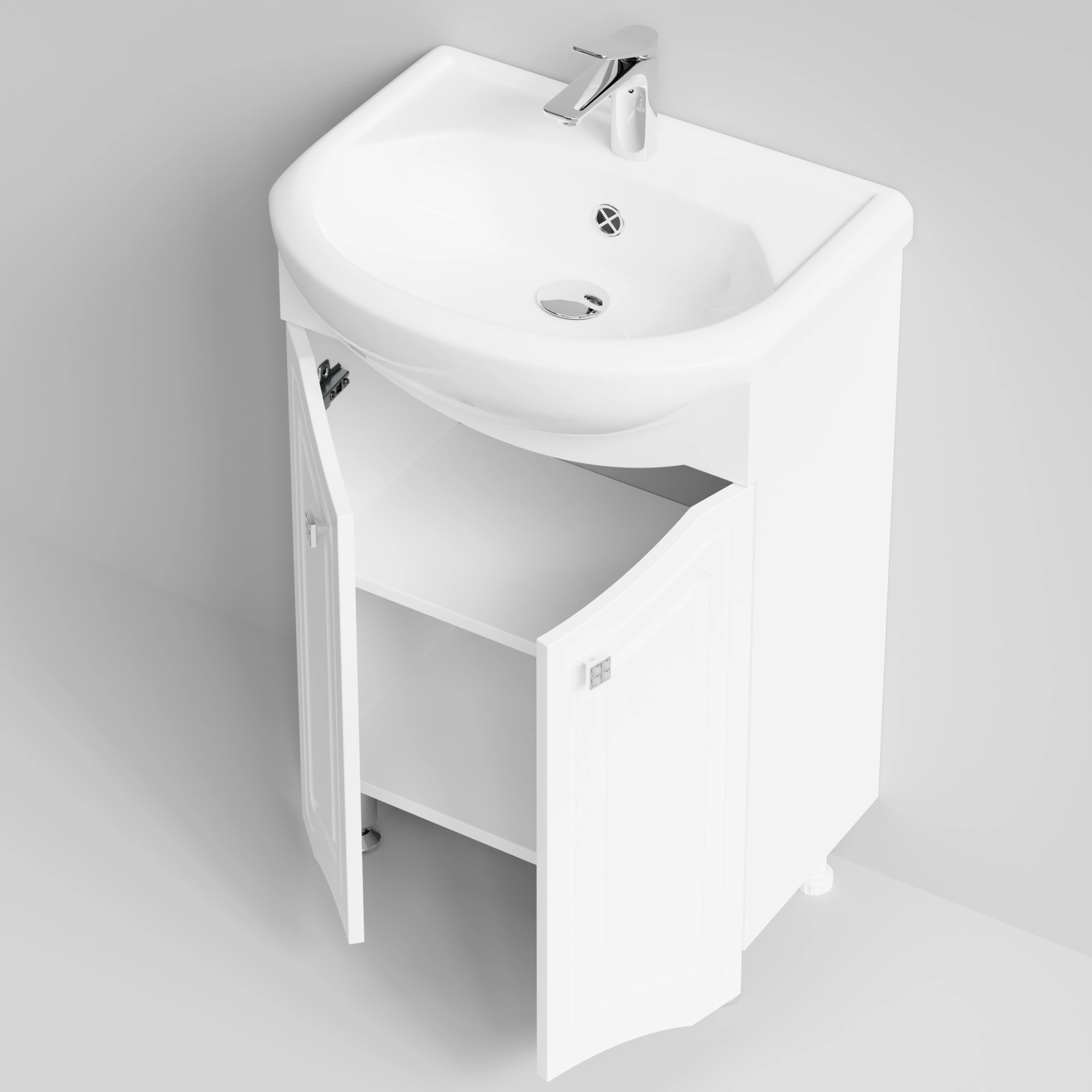 Тумба с раковиной Адам 55 напольная, белый глянец