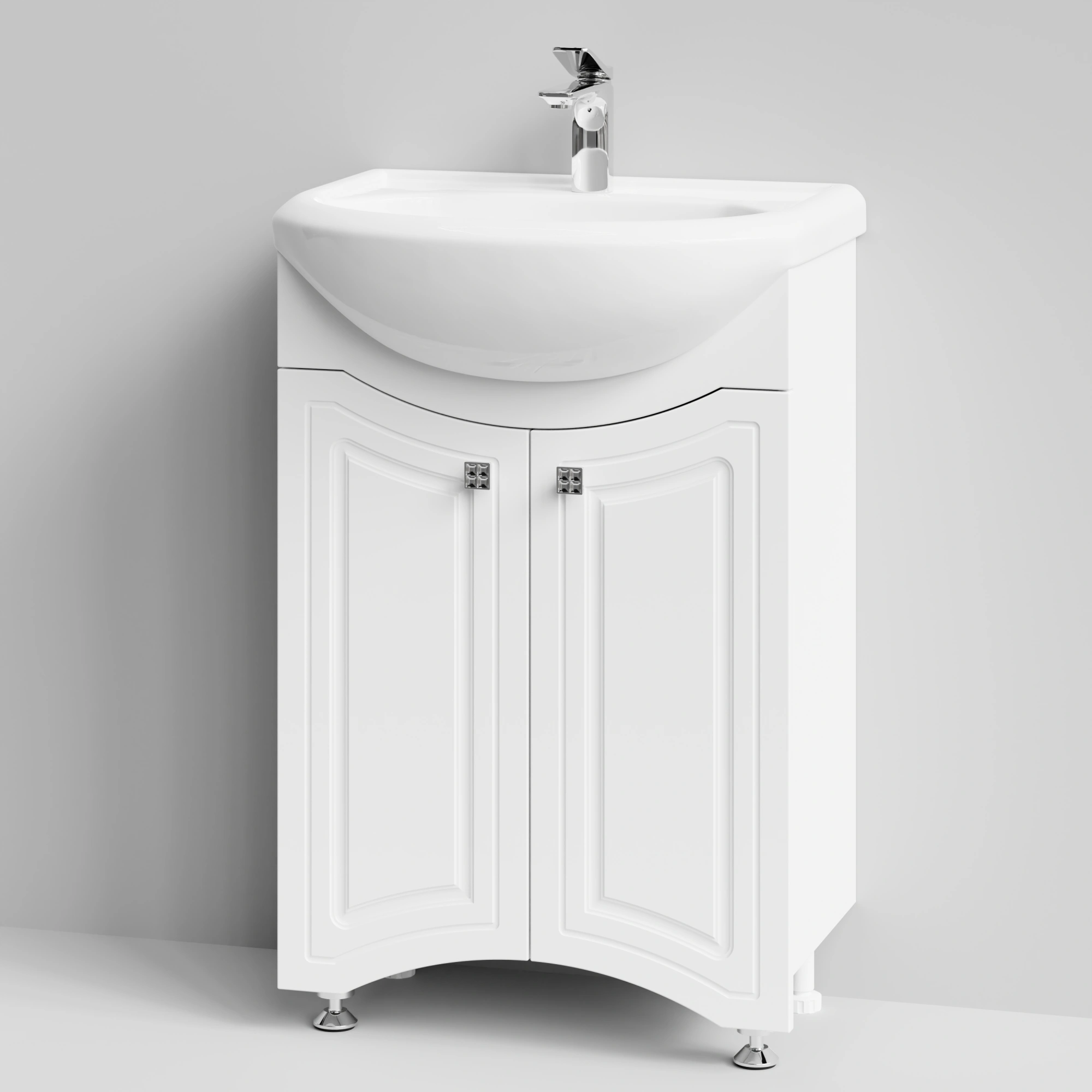 Тумба с раковиной Адам 55 напольная, белый глянец