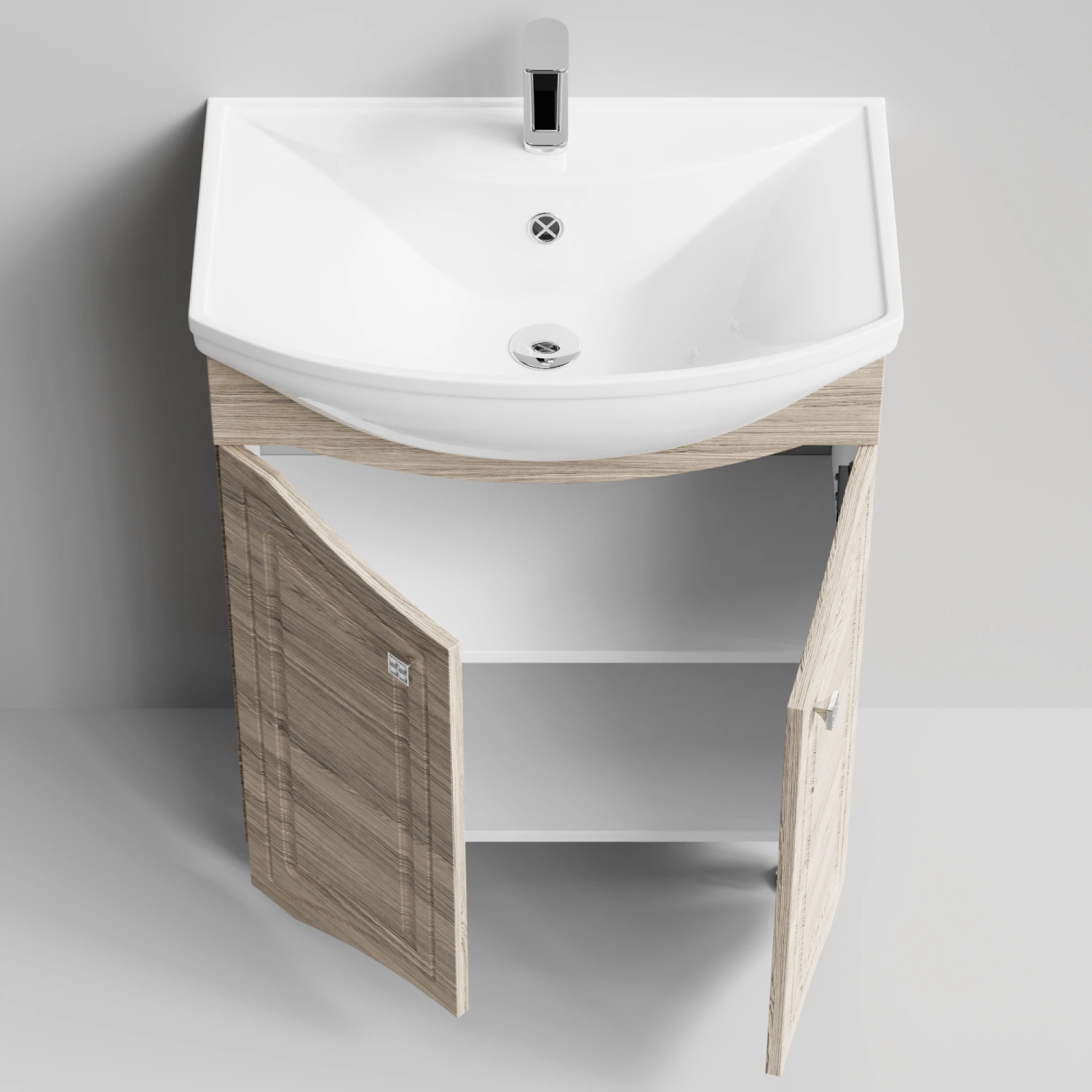 Тумба с раковиной Адам 65 напольная, Дубослив ореховый светлый