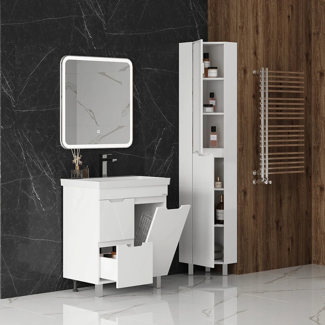 Пенал Onika Айленд 30 L/R угловой, напольный, белый