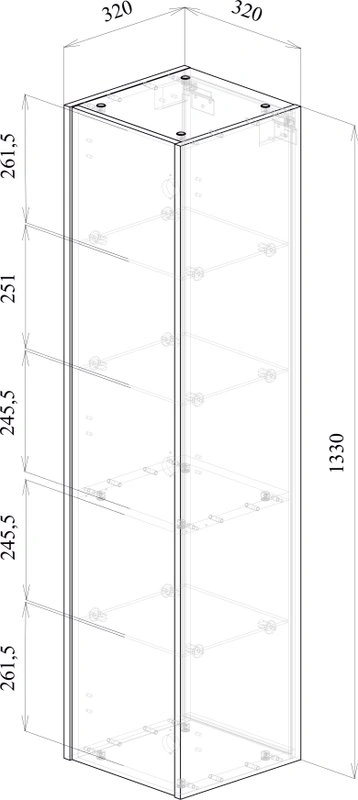 Пенал Sanflor Диана 32 дуб крафт золотой, белый