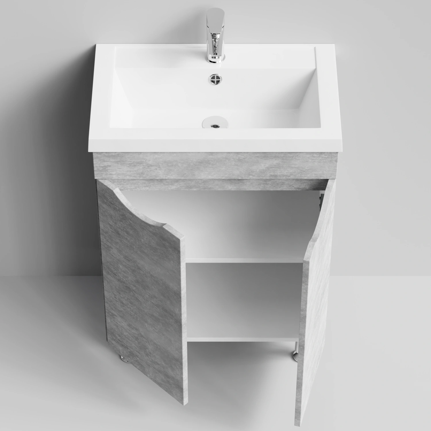 Тумба с раковиной Vod-ok Смайл 58 напольная, Горный камень