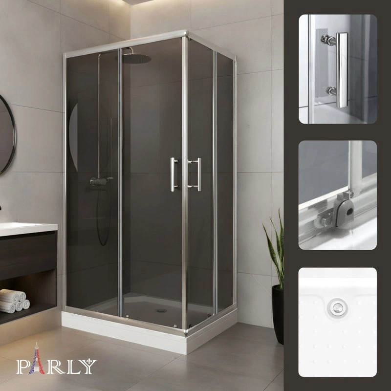 Душевой уголок Parly QZ81S N 100х80 см, с поддоном, профиль глянцевый хром, стекло тонированное