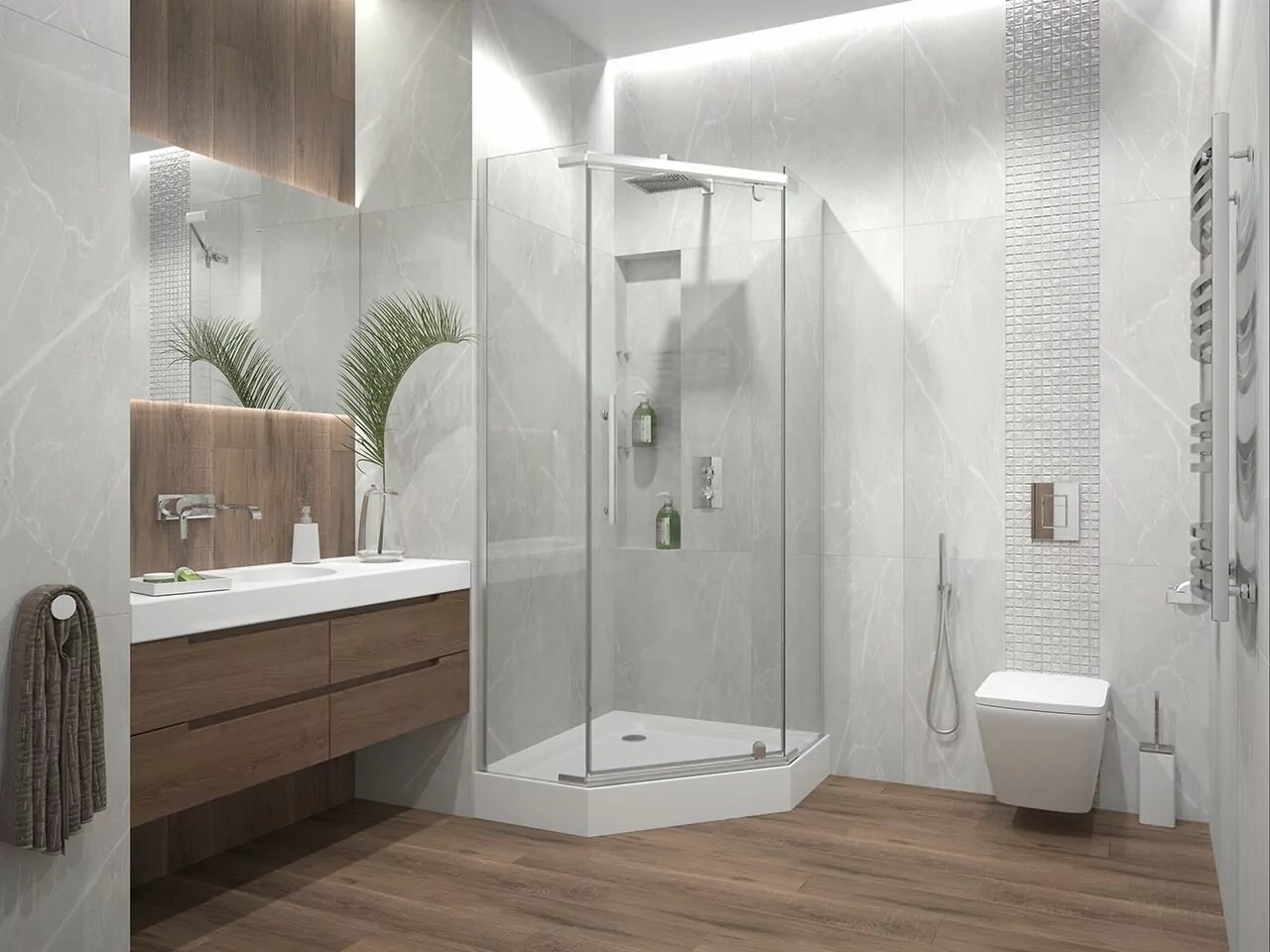 Душевой уголок Erlit ER10109V-C1 90х90 пятиугольный, без поддона, прозрачное стекло, хром