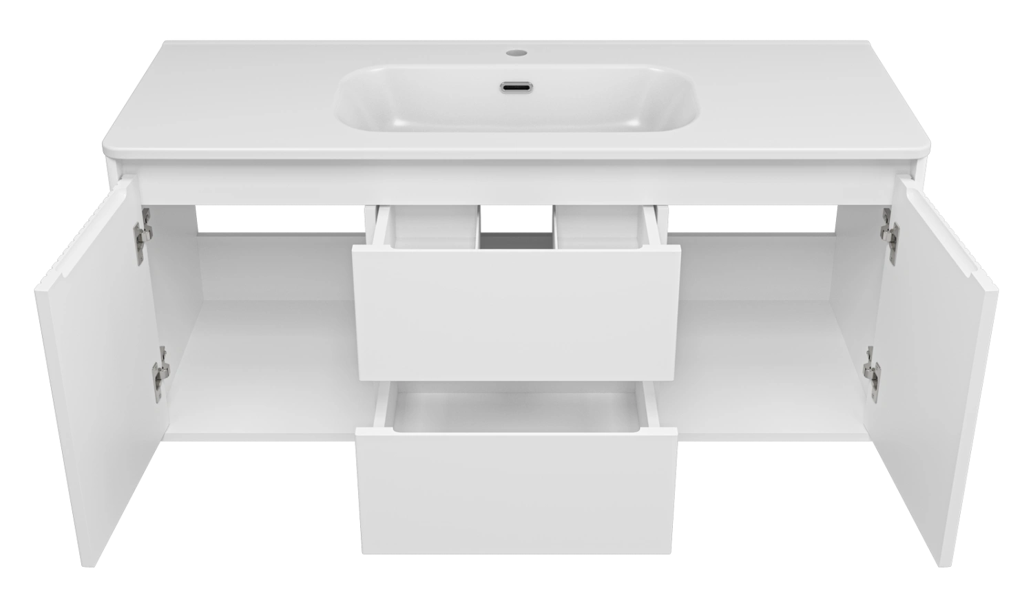 Тумба с раковиной Brevita Wine 120 подвесная (белая) с раковиной Brevita Onda 120