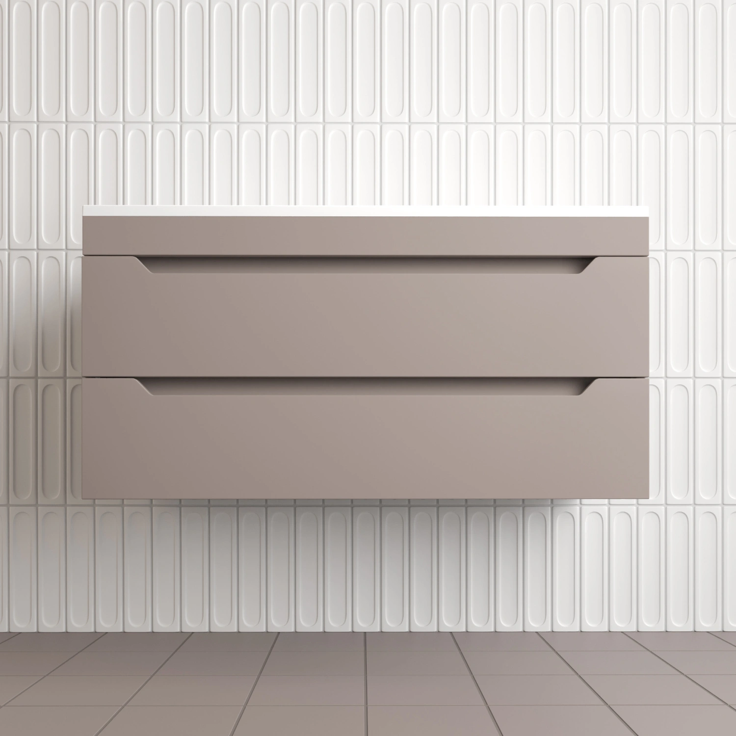 Тумба подвесная Style Line Остин 100 с раковиной Фортуна 100 серый шелк, тауп темный