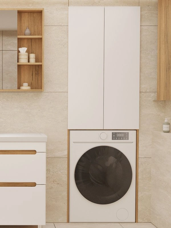 Шкаф-пенал напольный SanStar Diva/Модена 65 для стиральной машины белый, дуб вотан