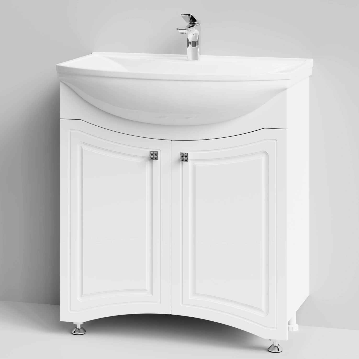 Тумба с раковиной Адам 75 напольная, белый глянец