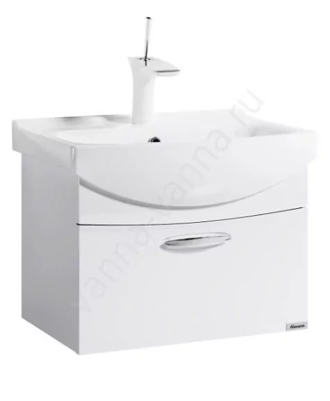 Тумба подвесная Alavann Alta 60 с раковиной Элеганс 60, белая