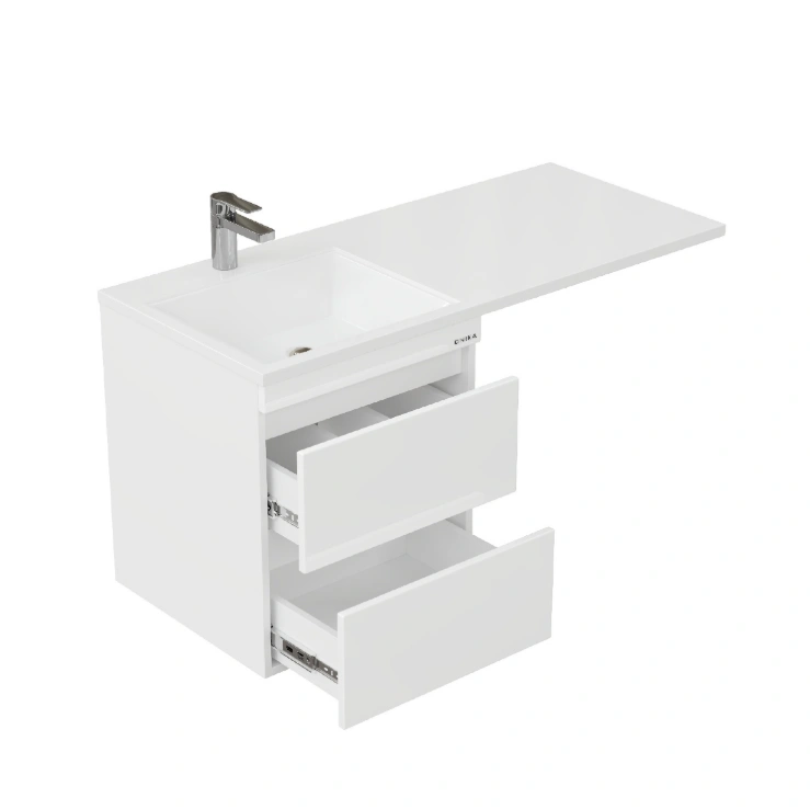 Тумба подвесная Onika Флэтон 38 с раковиной Марсал 100 под стиральную машину, L, белая