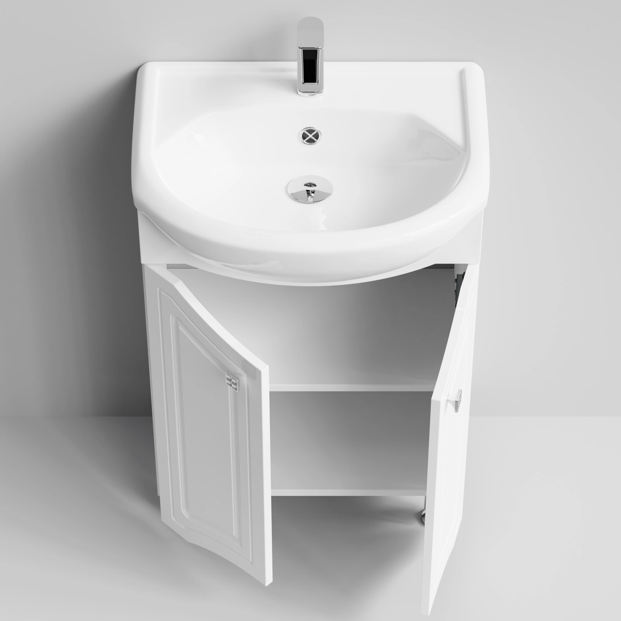 Тумба с раковиной Адам 55 напольная, белый глянец