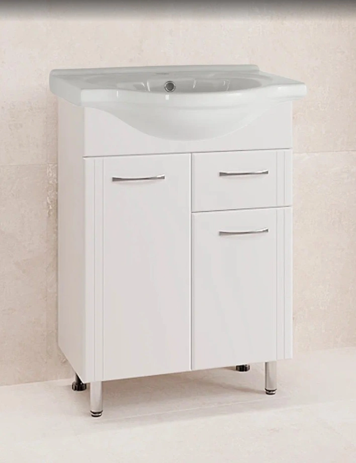 Тумба Style Line Эко Стандарт №11 с раковиной Santek Байкал 60 напольная, белая