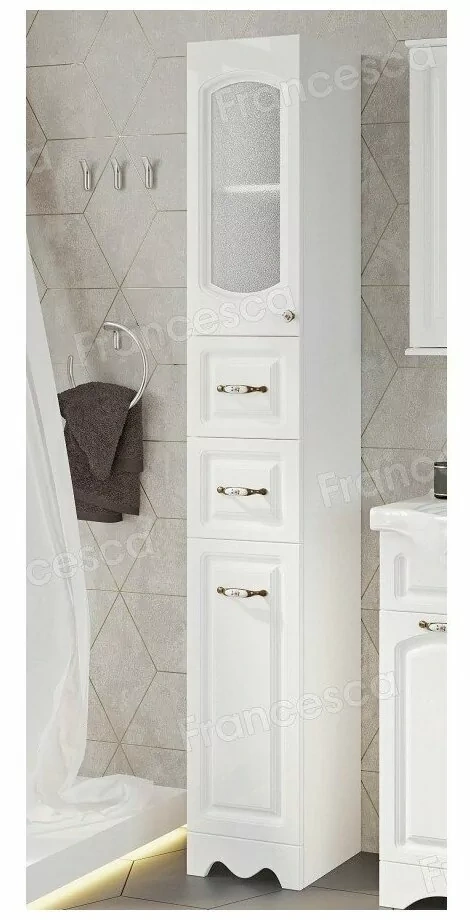 Пенал Francesca Империя 30 L/R напольный, с корзиной для белья, белый